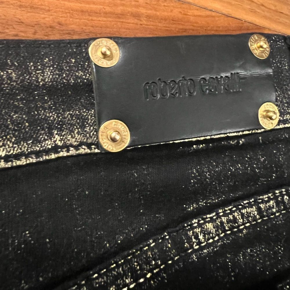 Roberto Cavalli black and gold flocked jean size 38 (US4) - Picture 10 of 11